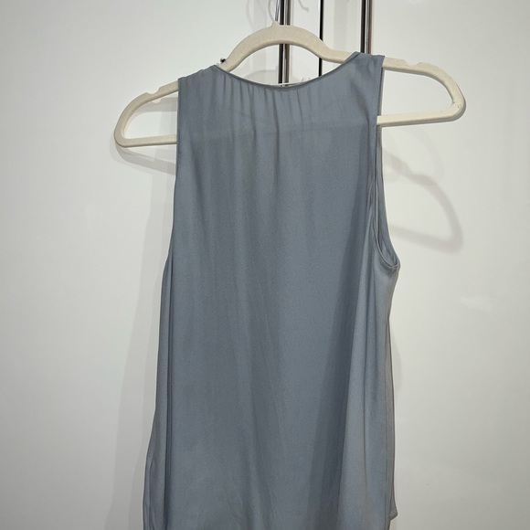 Dusty Blue Lush Tie Neck Work Tank - Picture 3 of 5